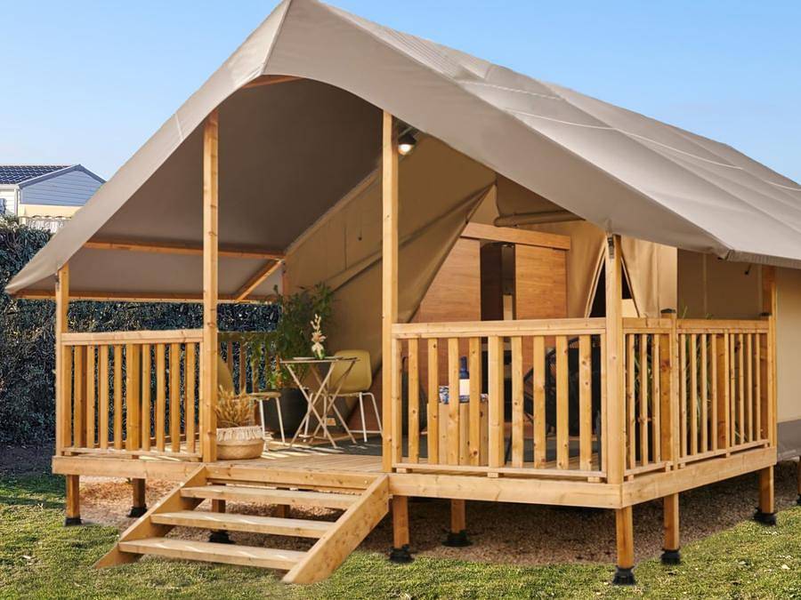 Camping Les Jardins du Morbihan - Tienda de lona y madera 5 personas - Tienda Safari de 2 dormitorios in Monterblanc, Parque natural regional del Golfo de Morbihan