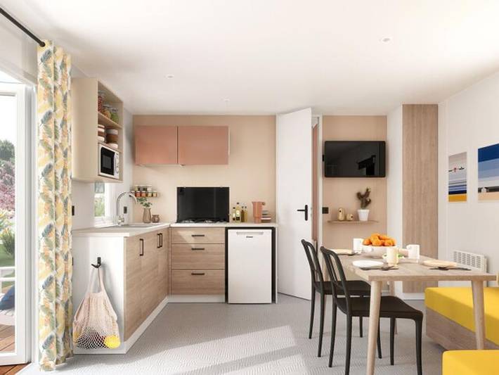 Camping Paradis Les Galets de la Mollière - Mobilheim 4 personen - Mobil Home Confort Sam Gaskochplatte Fernsehen Kühlschrank Geschirr in Cayeux-sur-Mer, Abbeville und Umgebung