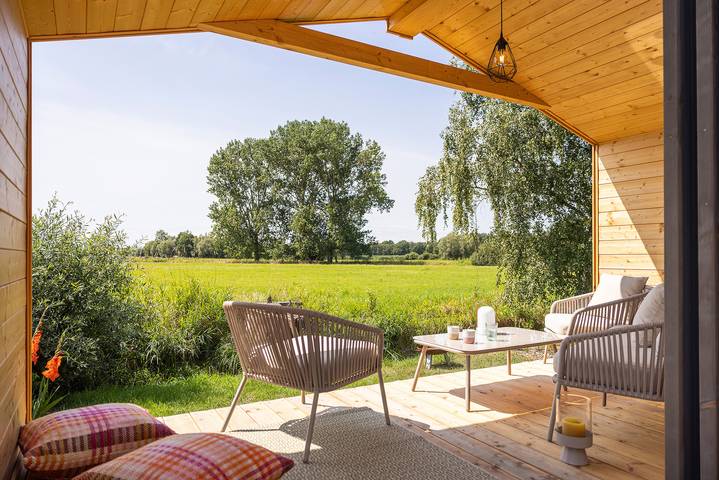 Ferienhaus für 4 Personen, mit Balkon und Terrasse sowie Garten und Sauna