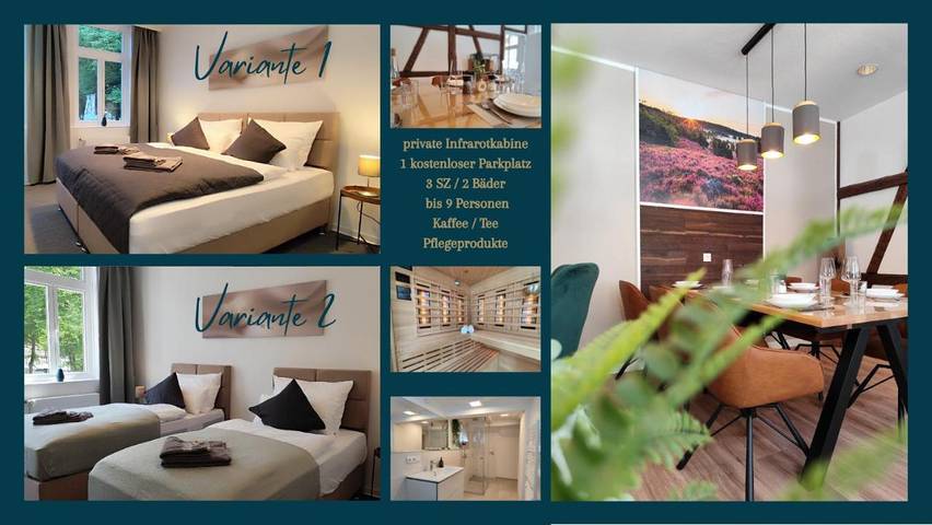 Ferienwohnung für 9 Personen, mit Ausblick und Terrasse sowie Sauna in Celle