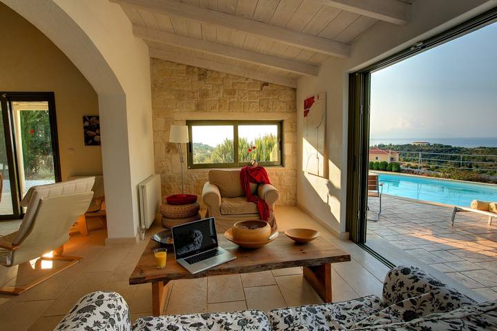 Villa 'Mataki Ideales Resort' with Sea View, Wi-Fi and Air Conditioning in Mousata, Kefalonia