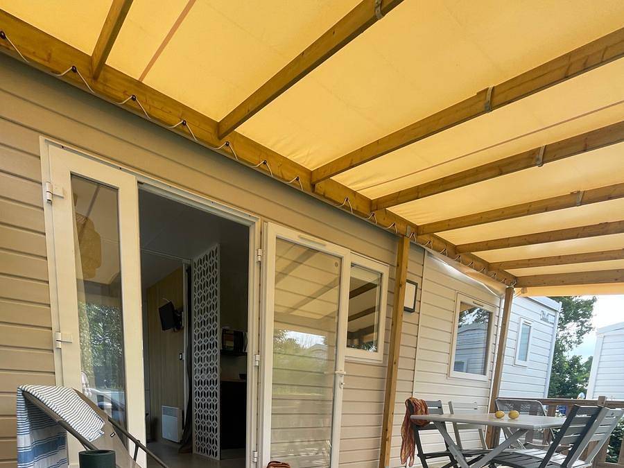 Camping La Foret Stella Plage - Mobile home 4 persons - Cottage Opale Lounge - 2 Bedrooms - 30 m2- Semi-covered terrace in Cucq, Montreuil region