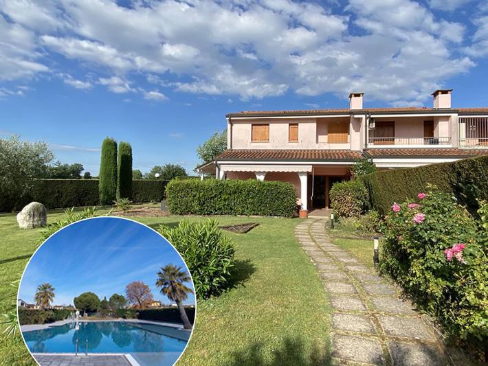 Ferienwohnung für 6 Personen, mit Terrasse und Garten sowie Pool und Ausblick in Colà