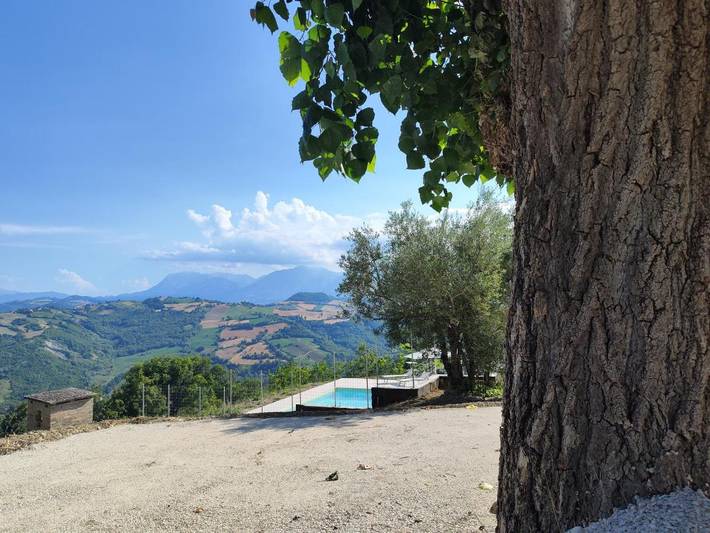 Agriturismo per 11 persone, con panorama e piscina nonché giardino, con animali domestici a Penna San Giovanni