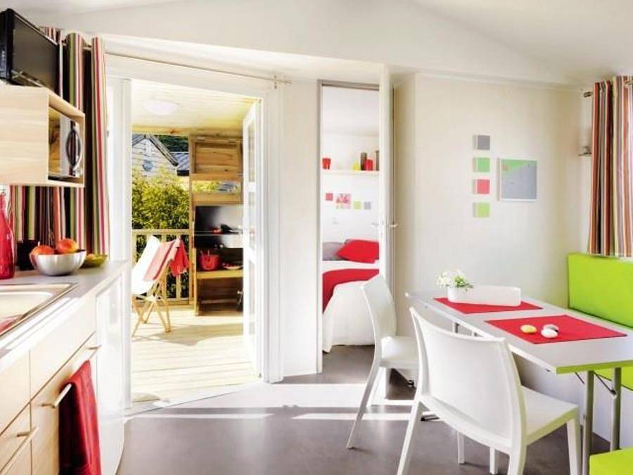 Camping Brantôme Peyrelevade - Mobilheim 4 personen - Le Châtaignier 29m² (2 Zimmer) + integrierte Terrasse + Tv, free Wifi*. in Brantôme en Périgord, Périgord Vert