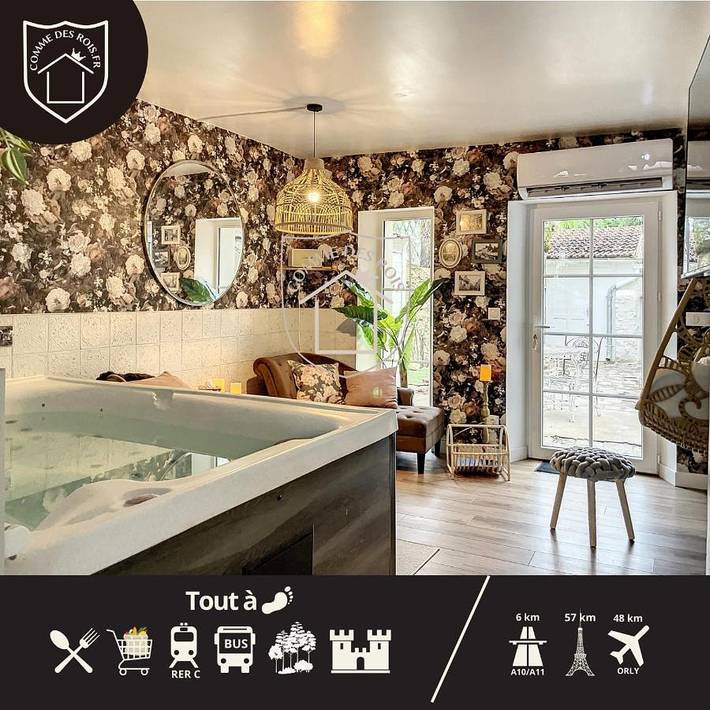 Maison de vacances pour 2 personnes, avec Balcon et Jacuzzi ainsi que Jardin et Sauna à Dourdan