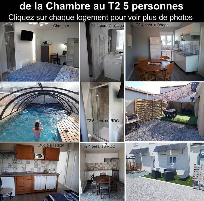 Location de vacances pour 2 personnes, avec Terrasse ainsi que Jardin et Piscine à Challans