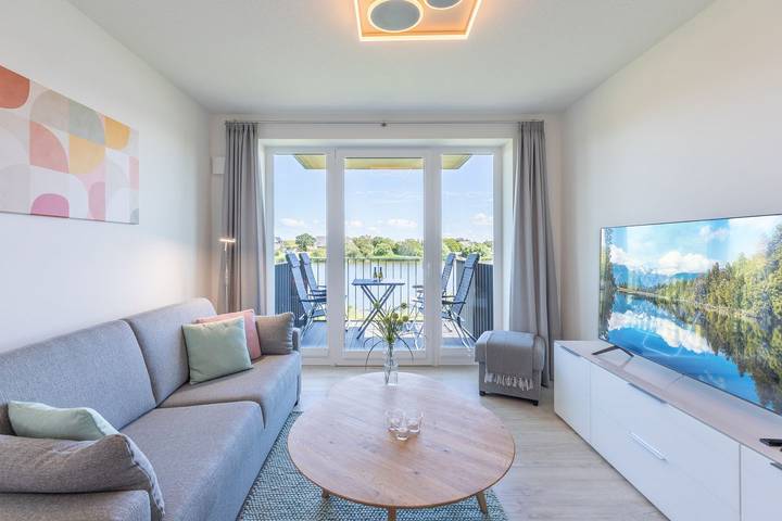 Ferienwohnung für 5 Personen, mit Balkon und Sauna sowie Seeblick und Ausblick in Nordstrand