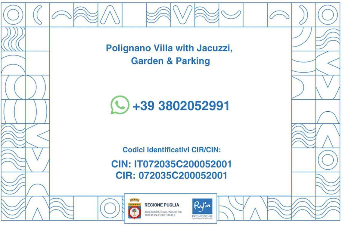 Polignano Villa with Jacuzzi, Garden & Parking in Polignano a Mare, Provincia di Bari