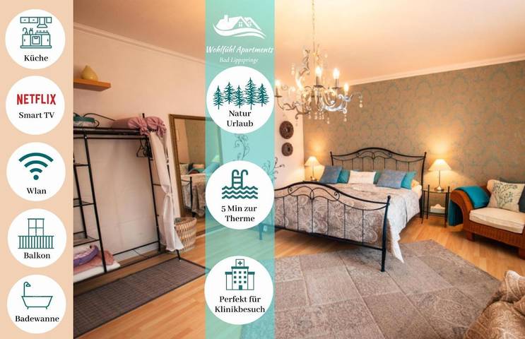 Ferienwohnung für 2 Personen, mit Balkon und Ausblick in Bad Lippspringe