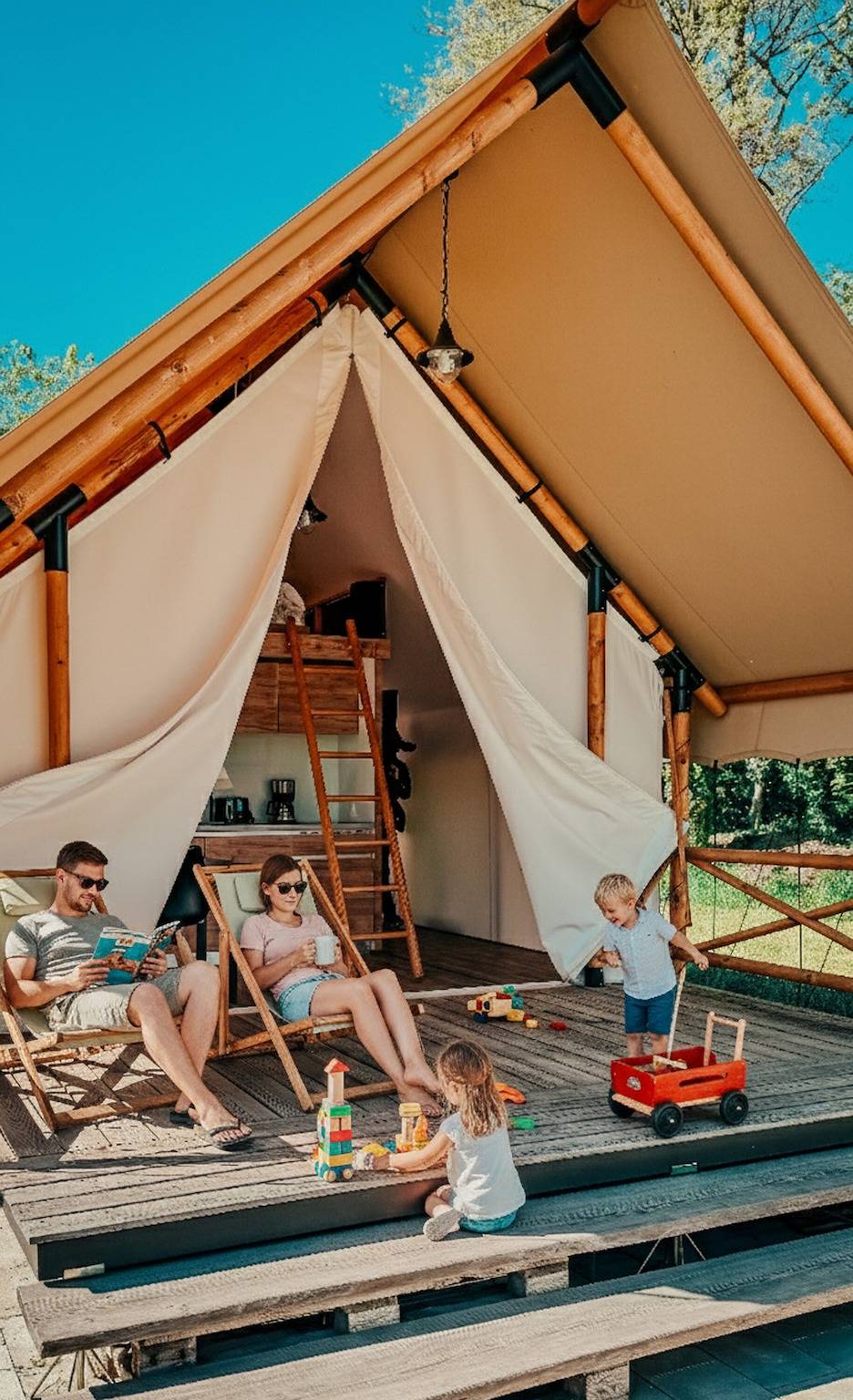 Ferienhaus 'Safarizelt' mit privater Terrasse, Wlan und Klimaanlage in Großenbrode, Ostholstein