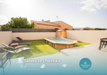 Cottage pour 6 personnes, avec jardin ainsi que piscine et vue à Salses-le-Château
