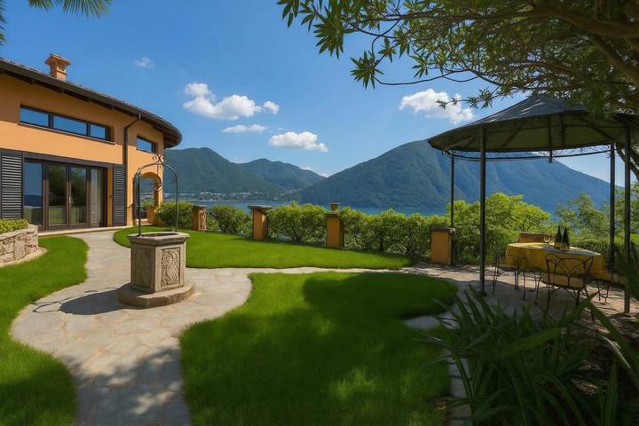 Villa für 16 Personen, mit Terrasse und Pool sowie Seeblick und Sauna am Luganersee