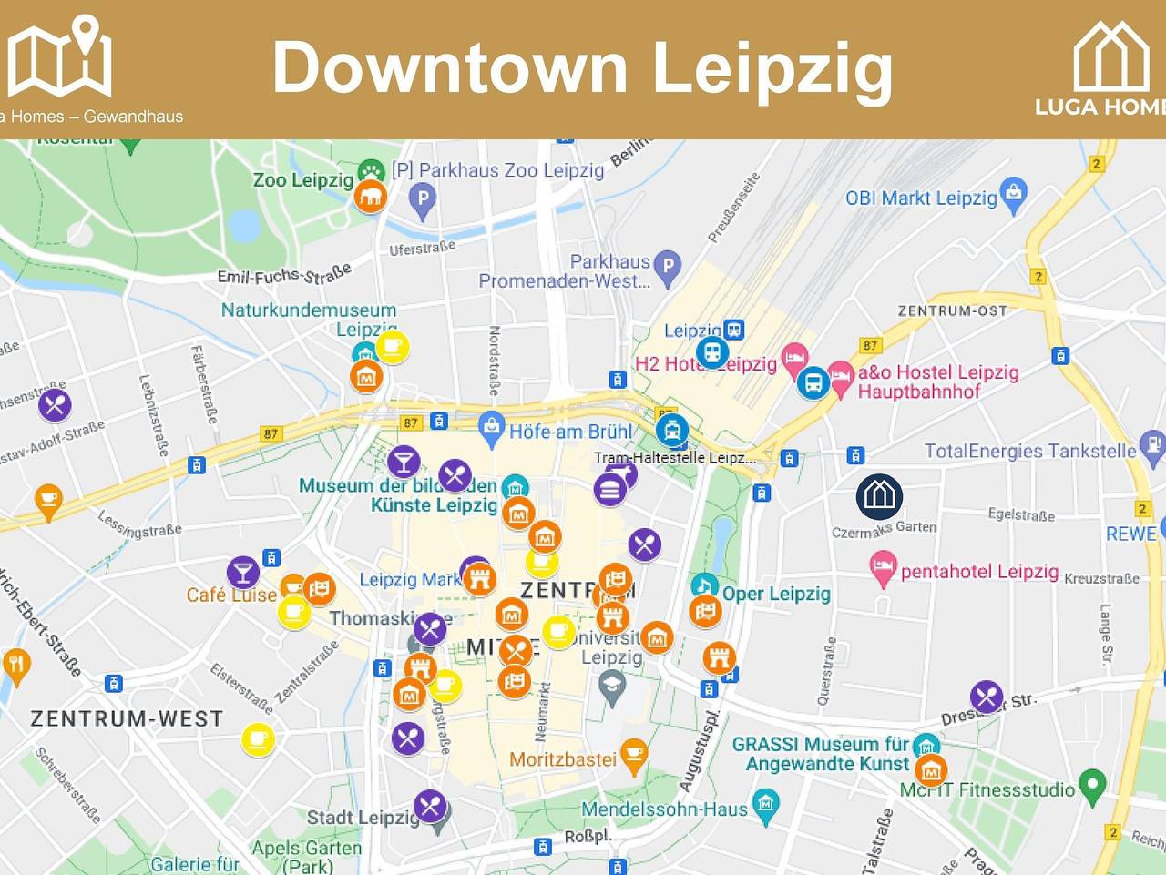 Ganze Ferienwohnung, Luga Homes - Gewandhaus - *Industrial* Studio mit Küche und Balkon in Leipzig Mitte, Leipzig