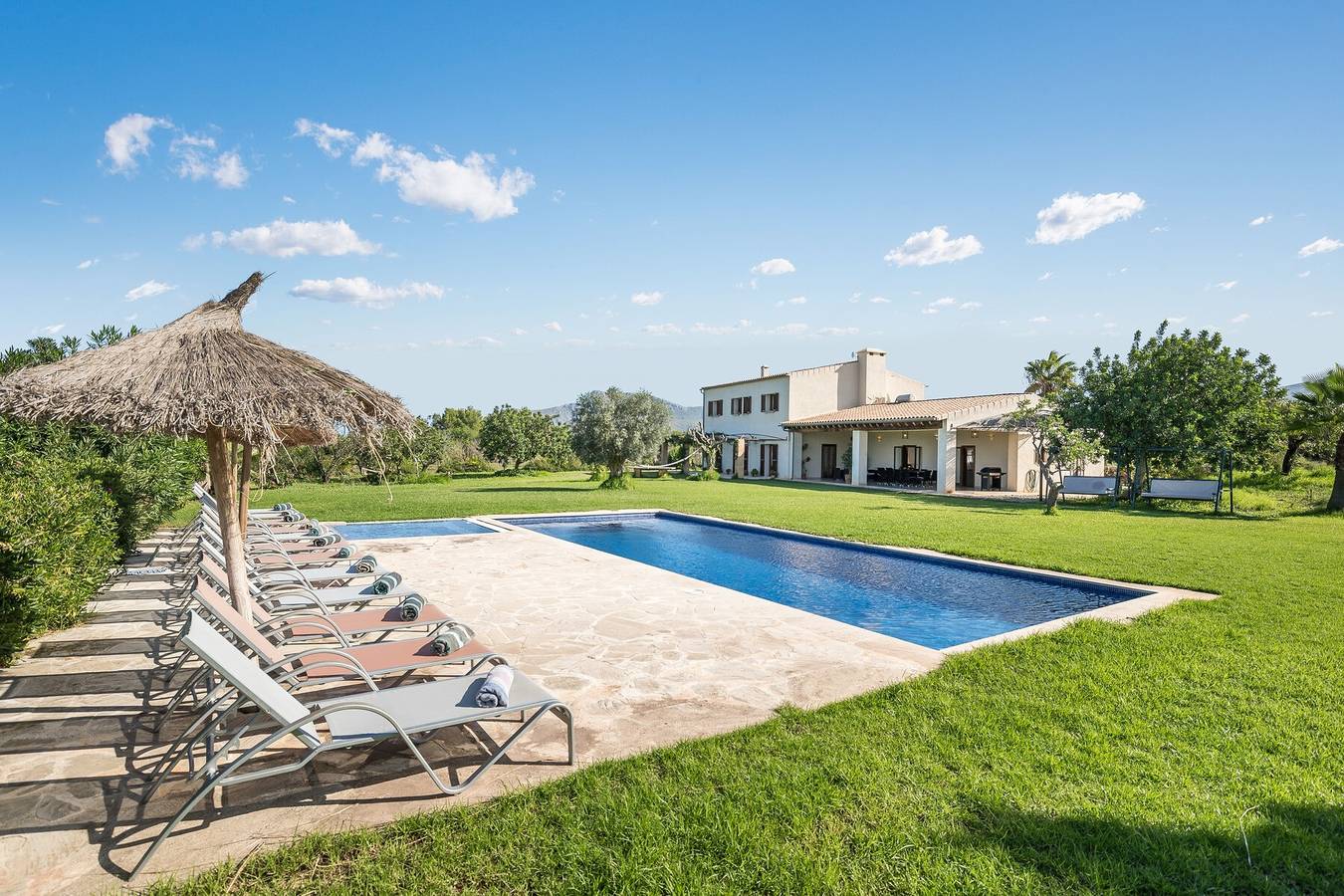 Ferienhaus Finca Na Blanca mit Meerblick, Pool, Wlan, Terrassen und Garten in Petra (Mallorca), Mallorca Inselmitte