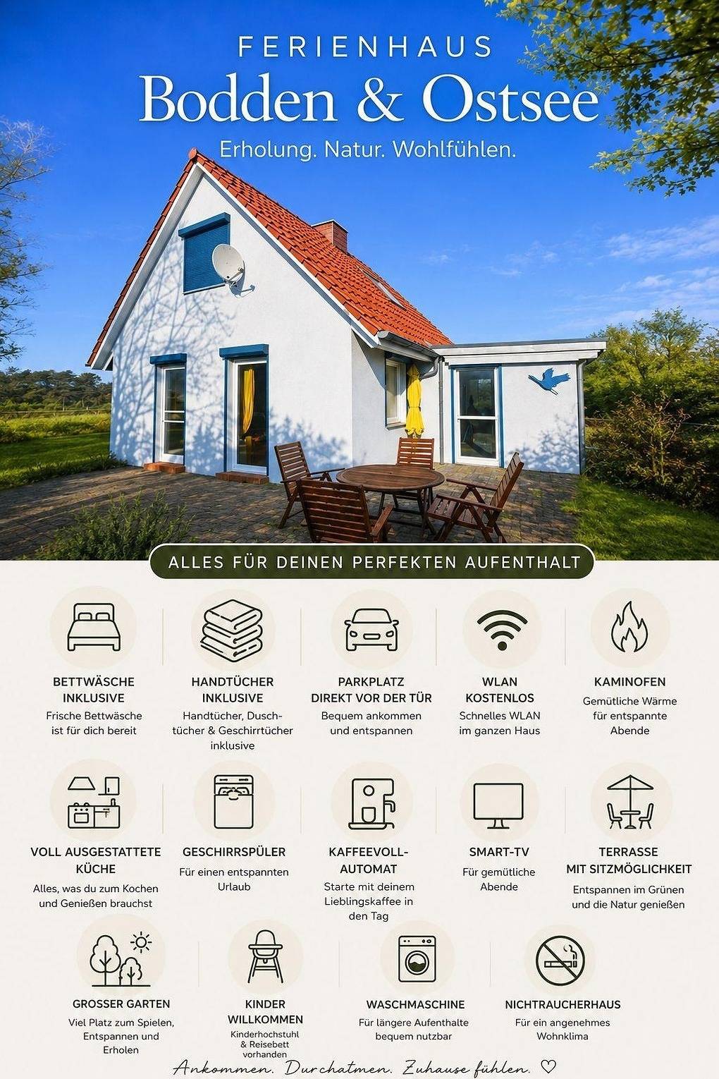 Ferienhaus am Nationalpark Fischland Darß / Zingst – Kamin, großer Garten, 3 Sz in Pruchten, Vorpommern-Rügen