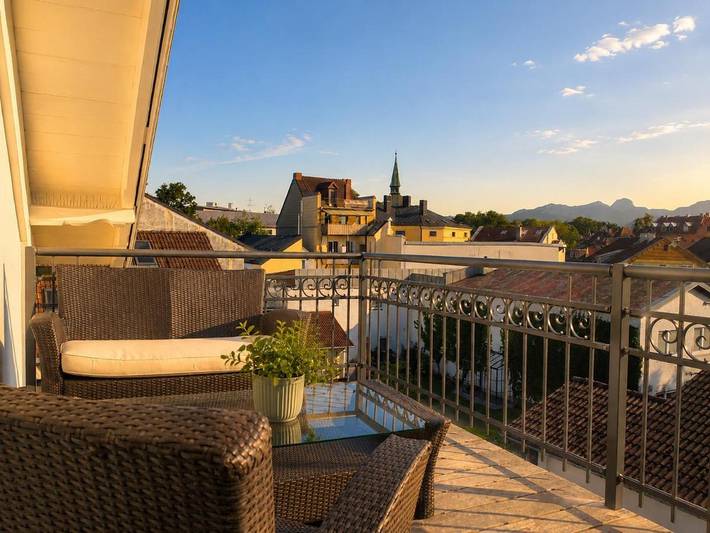 Ferienwohnung für 4 Personen, mit Balkon und Terrasse sowie Ausblick