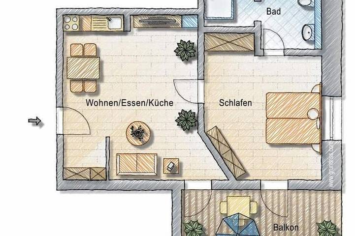 Ferienwohnung für 3 Personen, mit Balkon am Bostalsee