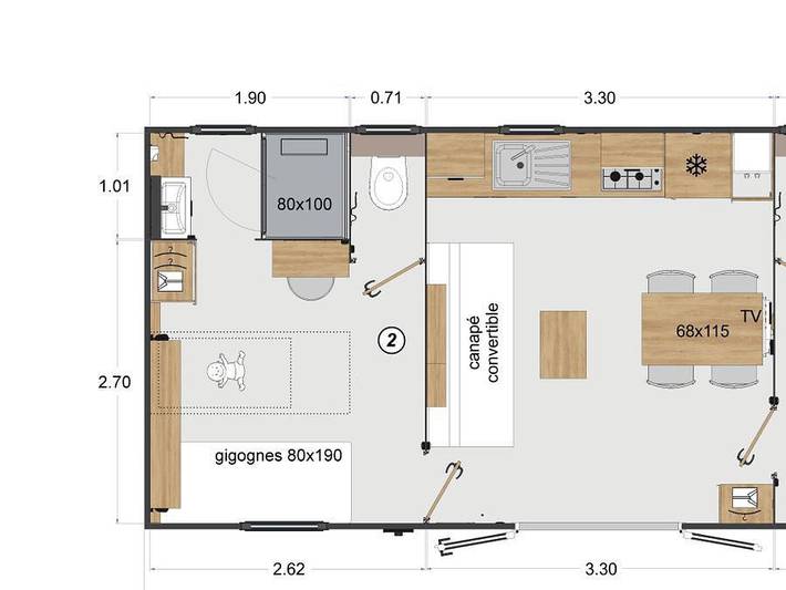 Camping Bellevue - Mobilheim 4 personen - Premium Argoat in Hillion, Côte de Goëlo