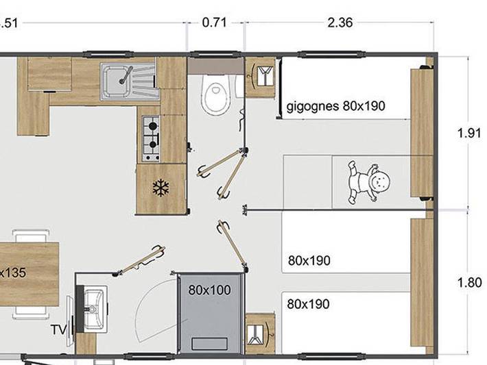 Mobil home pour 6 personnes, avec bassin pour enfant à Saint-Laurent-Médoc - 4