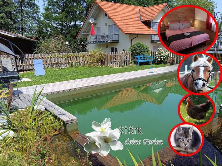 Ferienwohnung für 3 Personen, mit Terrasse und Garten sowie Pool und Sauna in Amtzell