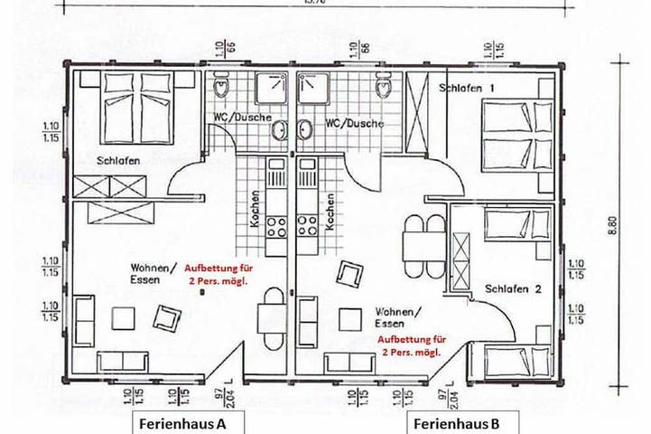 Ferienhaus für 4 Personen, mit Garten und Terrasse - 1