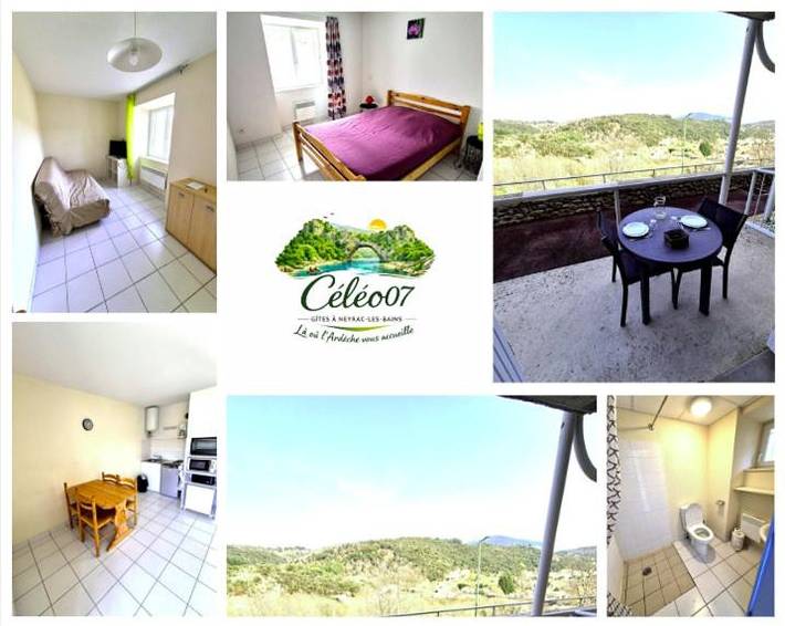 Gîte pour 4 personnes, avec vue et terrasse, animaux acceptés dans Neyrac les Bains