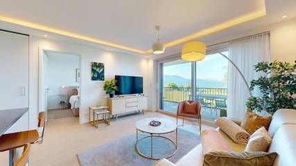 Gîte pour 2 personnes, avec vue sur le lac et vue ainsi que piscine et balcon à Puidoux
