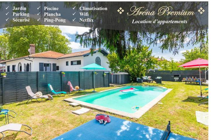 Maison de vacances pour 6 personnes, avec Terrasse et Jardin ainsi que Piscine et Vue à Saint-Vincent-de-Tyrosse