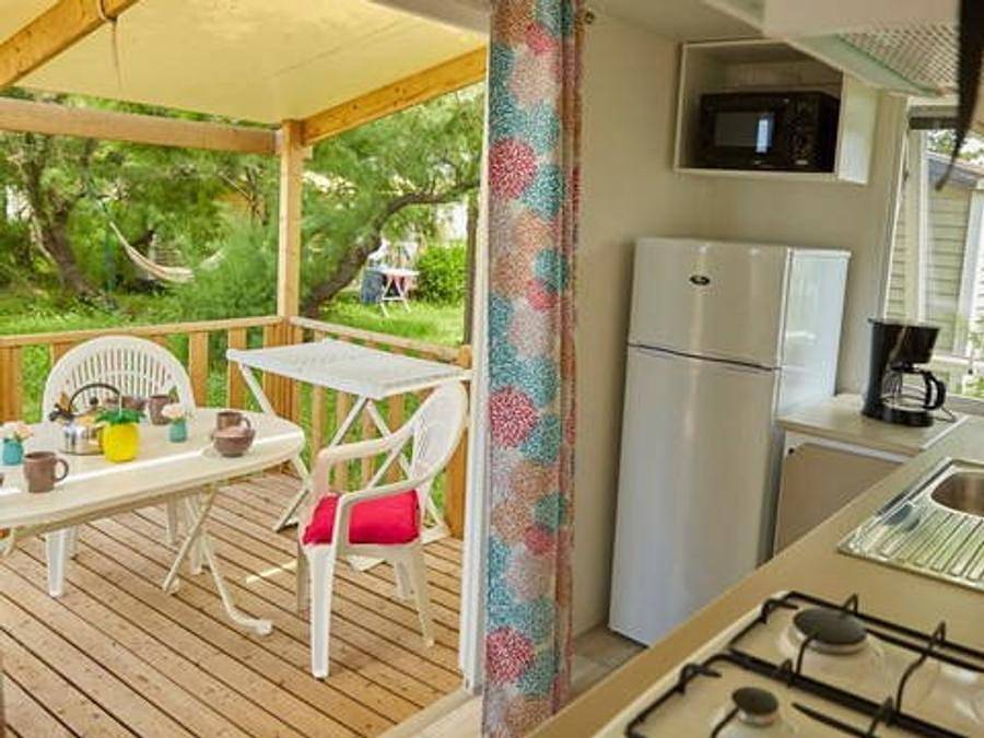 Camping la Grande Métairie - Mobilheim 4 personen - Comfort Xl | 2 Schlafz. | 4 Pers. | Erhöhte Terrasse | Klimaanlage in Carnac, Côte des Mégalithes
