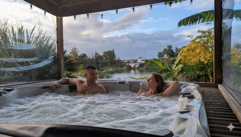 Gîte pour 15 personnes, avec jardin ainsi que jacuzzi et terrasse