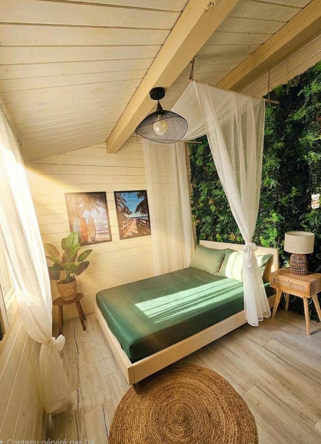 Chalet pour 3 personnes, avec Balcon et Terrasse ainsi que Jardin et Sauna