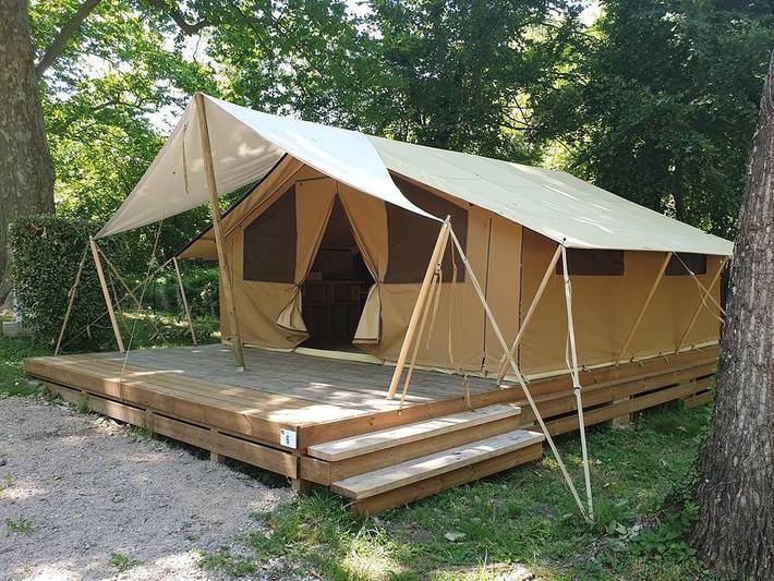 Camping Le Graniers - Wohnzelt auz holz 5 personen - Lodge Cabanon Classic in Monoblet, Cevennen