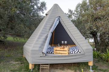 Camping für 2 Personen, mit Garten und Ausblick, mit Haustier in Italienische Riviera