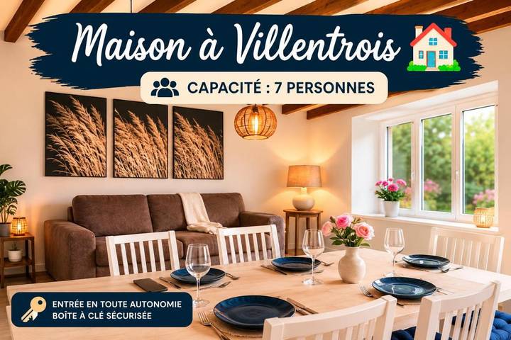 Location de vacances pour 6 personnes, avec vue et jardin à Villentrois
