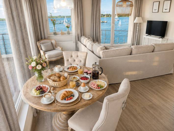 Ganze Wohnung, Apartment am Rundsteg 14 direkt am Yachthafen mit außergewöhnlichem Seeblick in Ostfehmarn, Fehmarn