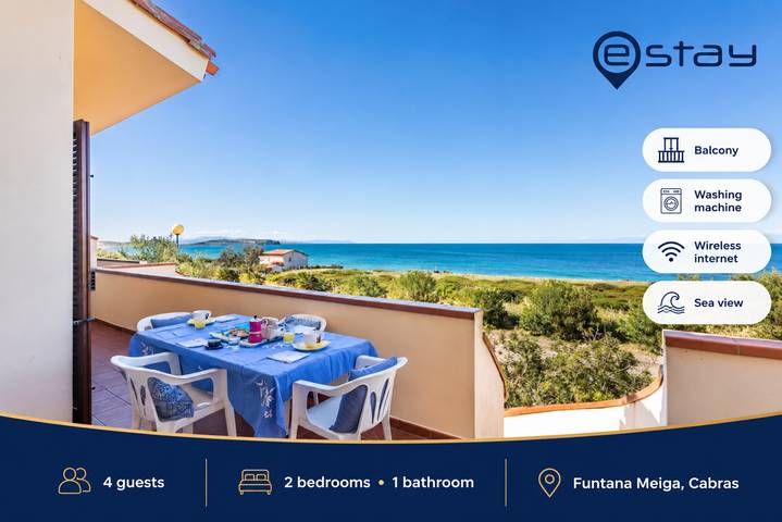 Gîte pour 4 personnes, avec Vue sur l’océan et Balcon/Terrasse ainsi que Balcon et Terrasse à Cabras