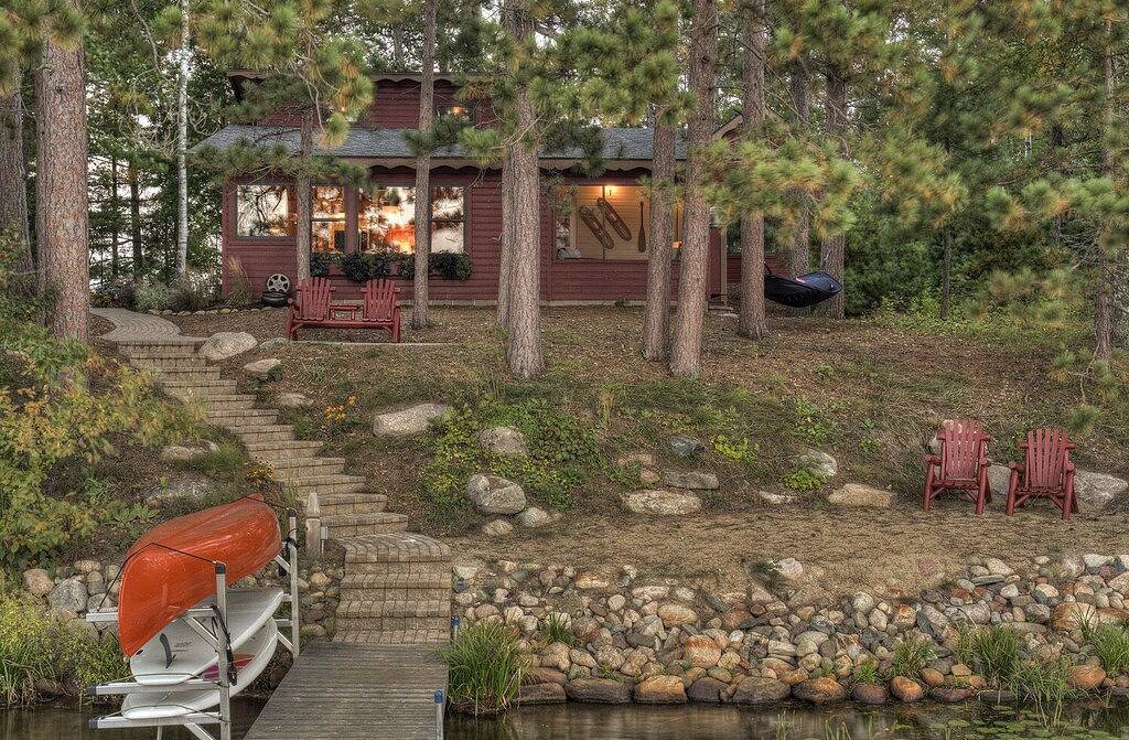 Klassische Minnesota-Kabine auf schönem See O'Brien - schließt Ponton-Boot mit ein in Crosslake, Crow Wing County