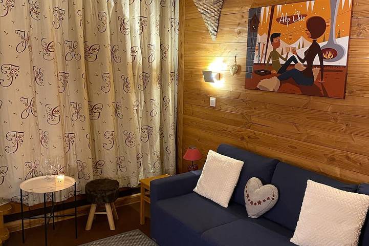 Appartement entier, Arcs 1800, charmant studio 4 pers, expo Sud-ouest, terrasse, vue panoramique. in Arc 1800, Bourg-Saint-Maurice