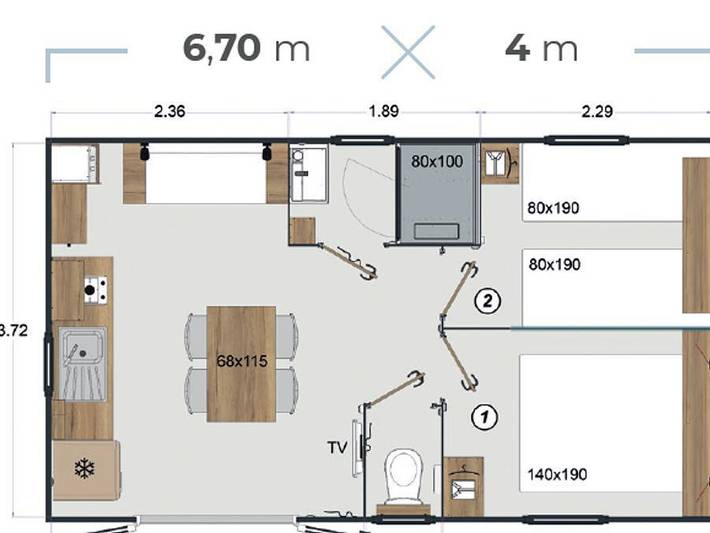 Lodge für 4 Personen, mit Kinderpool in Grayan-et-l'Hôpital - 4
