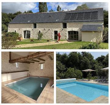 Location de vacances pour 4 personnes, avec piscine ainsi que jardin et jacuzzi, adapté aux familles à Saint-Branchs