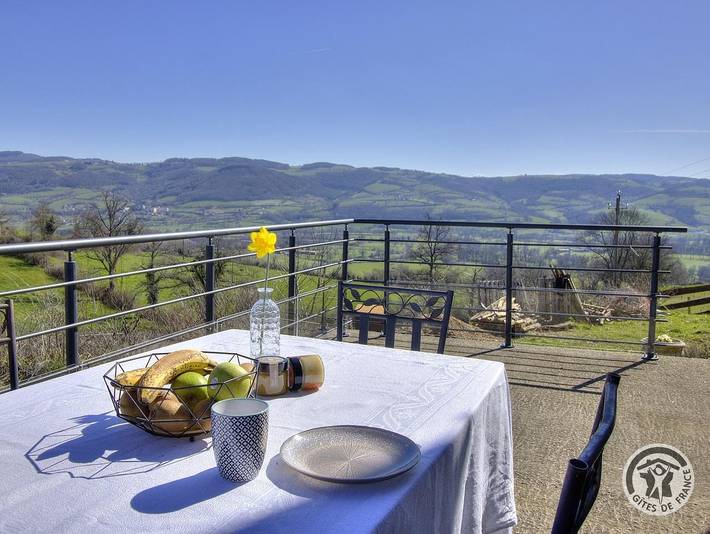 Gîte pour 6 personnes, avec Terrasse et Jardin ainsi que Piscine et Vue à Haute-Rivoire