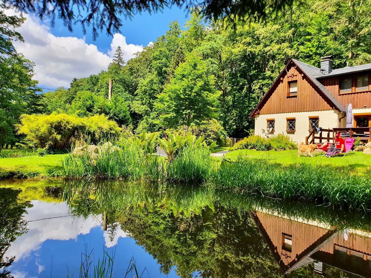 Ferienhaus mit See, Alleinlage in Oppach, Oberlausitz Niederschlesien