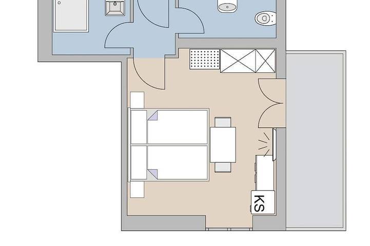 Ferienhaus für 2 Personen, mit Garten und Balkon sowie Sauna