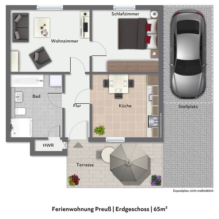 Ferienwohnung für 3 Personen, mit Terrasse und Garten in Hohen Viecheln - 3