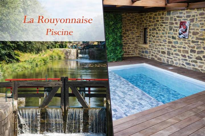 Location de vacances pour 3 personnes, avec piscine et vue ainsi que jardin et terrasse à Tinténiac