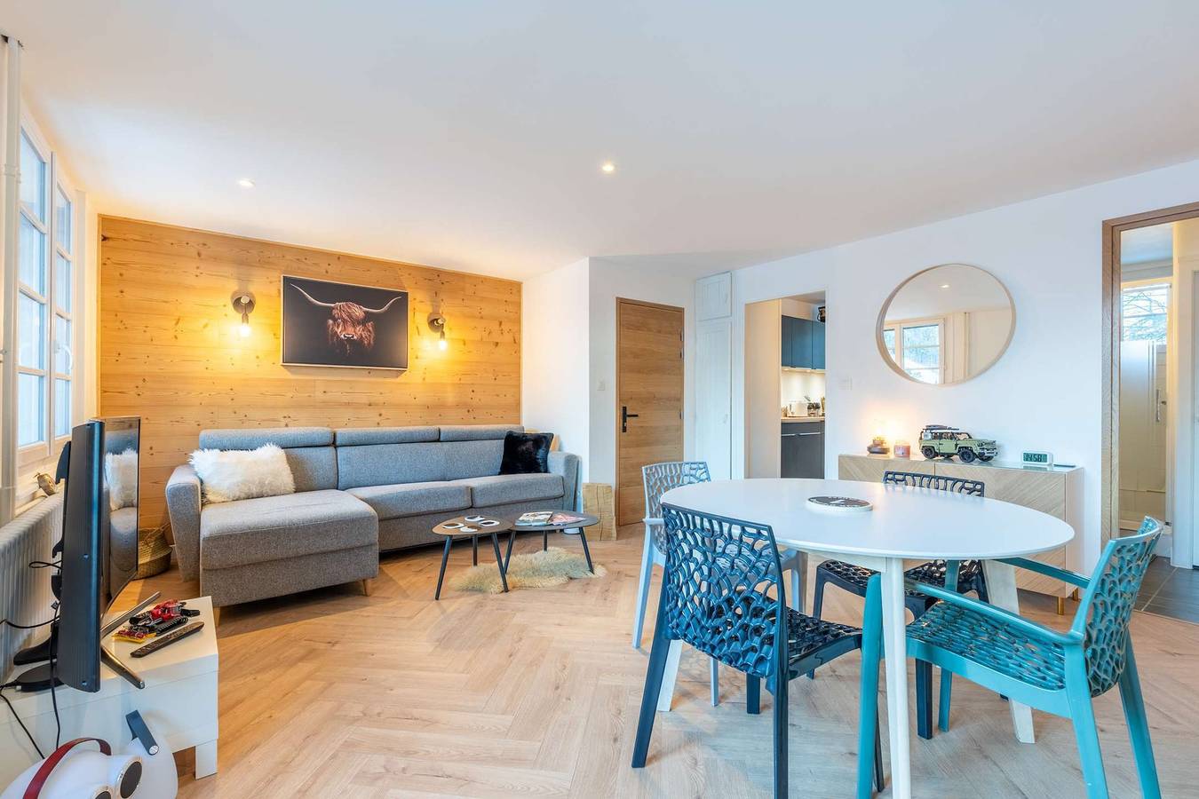 Appartement de vacances entier, Ensoleilla 2 : Appartement rénové, vue imprenable, 70m des pistes in La Clusaz, Région d'Annecy