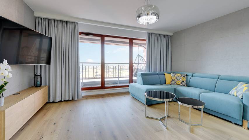 Ferieleilighet for 4 personer, med badebasseng og sauna i tillegg til balkong / terrasse, dyr tillatt i Gdańsk