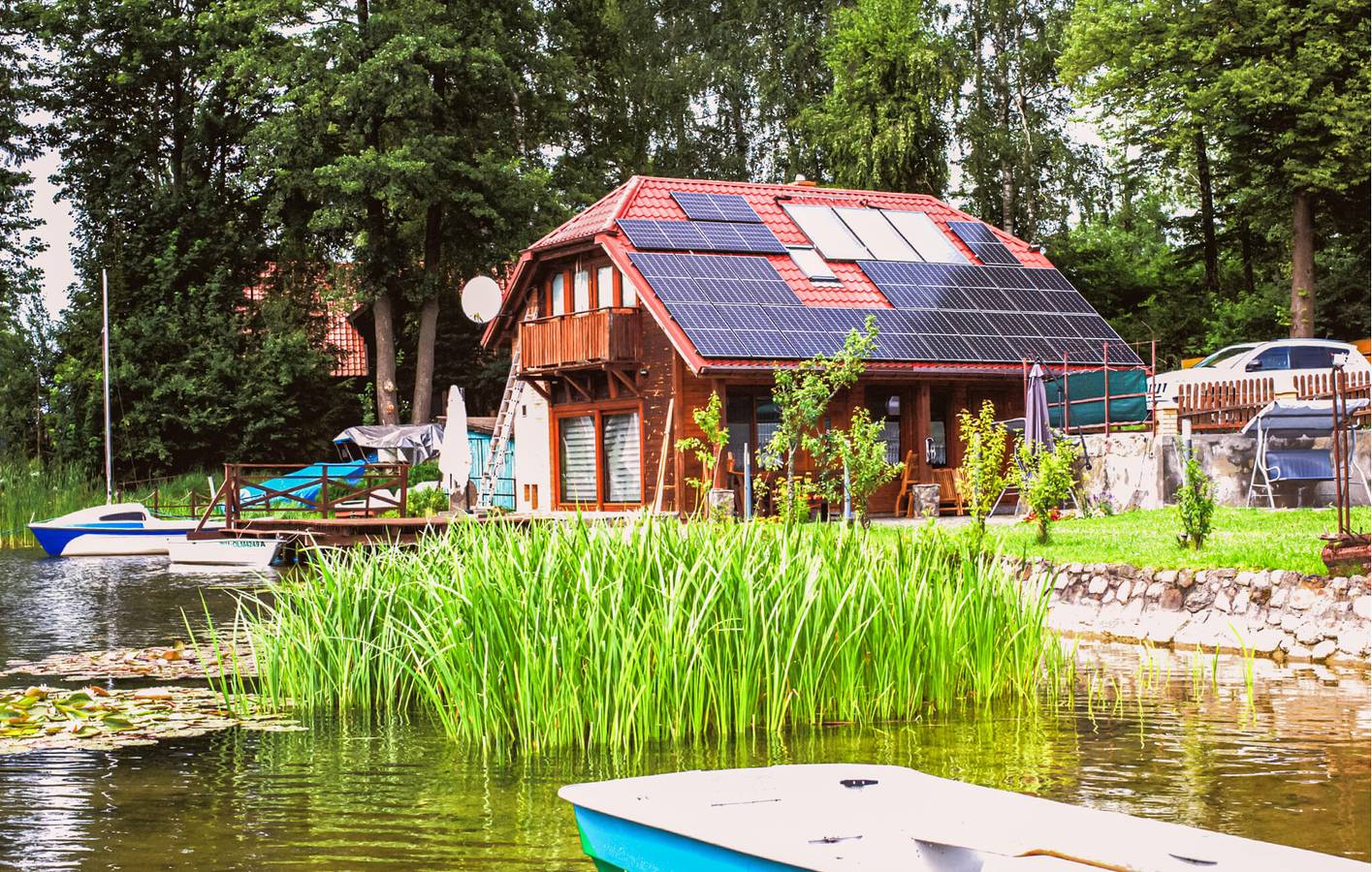 Ferienhaus für 4 Personen mit Seeblick in Powiat Olsztyński