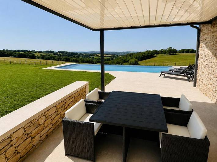 Location de vacances pour 4 personnes, avec Terrasse et Jardin ainsi que Piscine et Vue à Soucirac